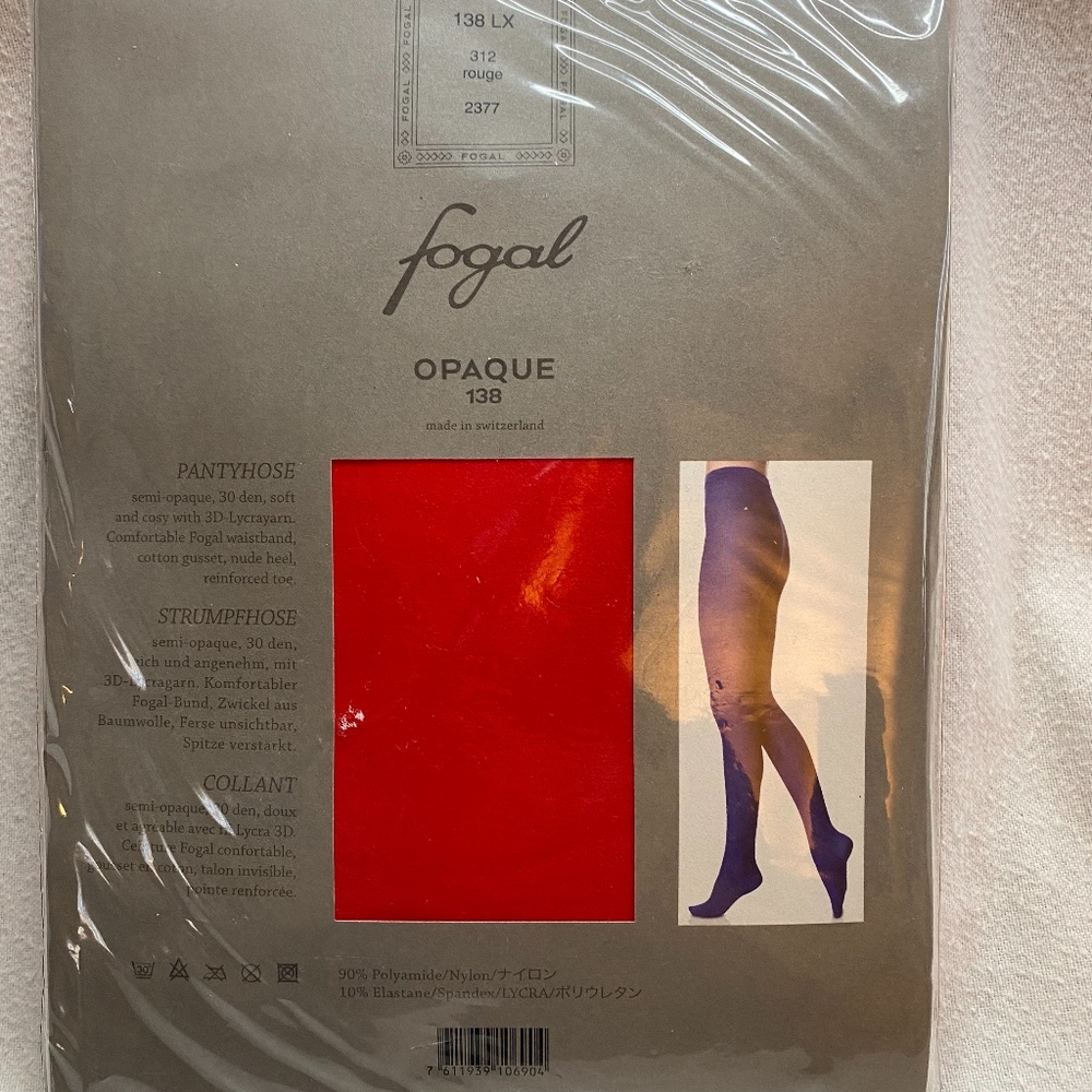 NEW Fogal Rouge Opaque Pantyhose / Tights - XLARGE